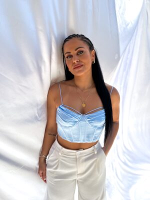 “Hannah” Light Blue Corset Top